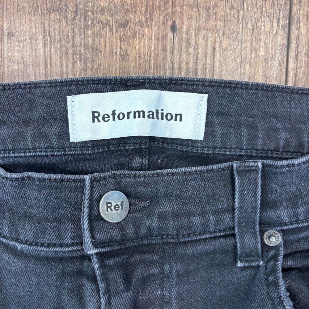 Reformation Jeans Womens 30 Black Liza Ultra High Rise Denim Straight Stretch - Picture 3 of 11